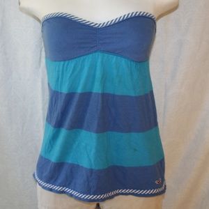 Hollister Blue Striped Strapless Top